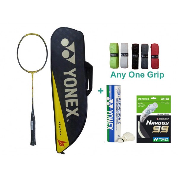 Yonex Voltric Force 2 Lin Dan With Badminton Grip and Racquet String