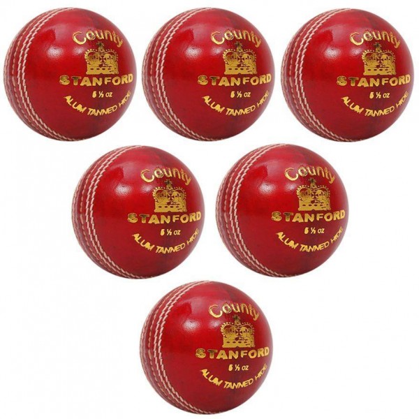 Stanford County Red Cricket Ball 6 Ball Set