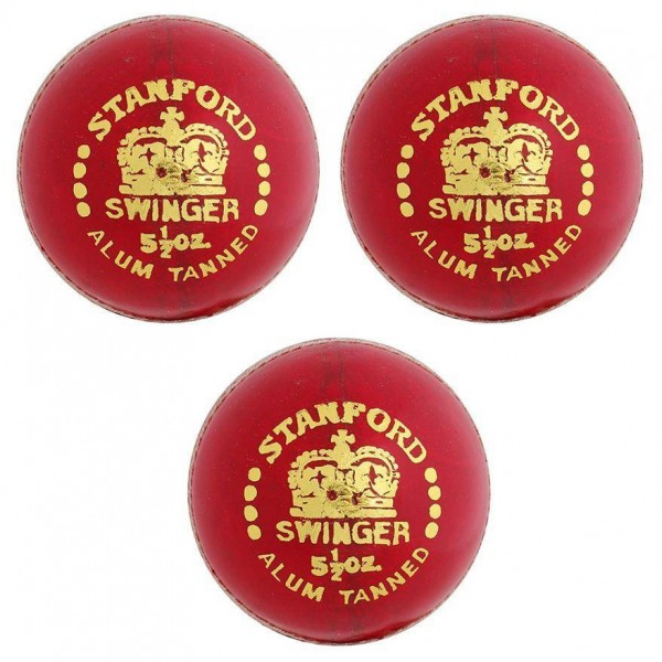 Stanford Swinger Red Cricket Ball 3 Ball Set