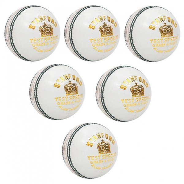 Stanford Test Special White Cricket Ball 6 Ball Set