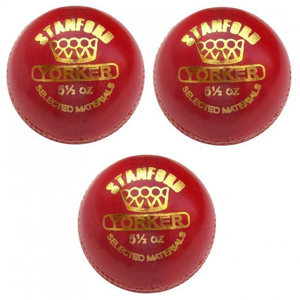 Stanford Yorker Red Cricket Ball 3 Ball Set