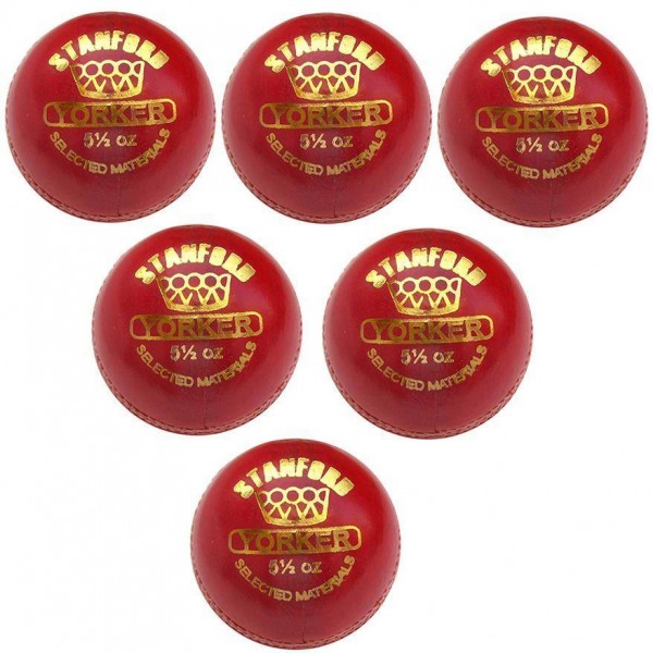 Stanford Yorker Red Cricket Ball 6 Ball Set