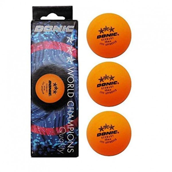 Donic 3 Star ITTF Approved Table Tennis Ball Orange Set of 3 Balls