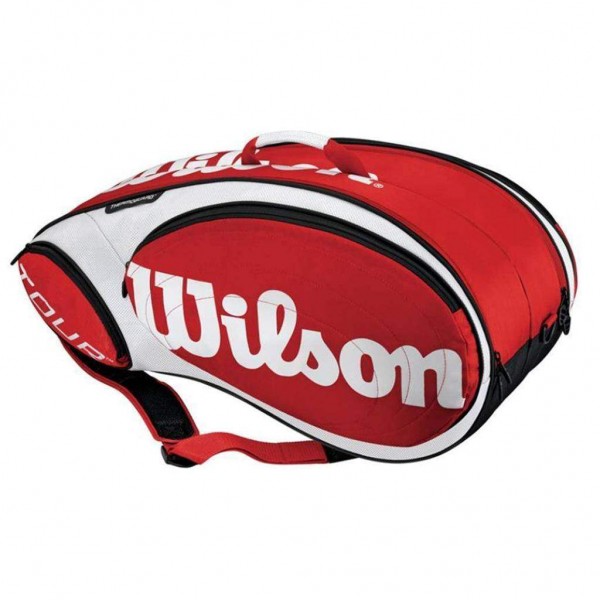 Wilson Tour 9 PK Tennis Kitbag Red and White